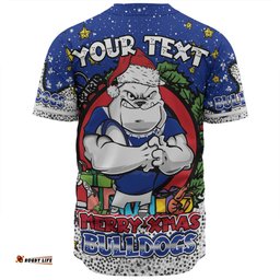 Canterbury-Bankstown Bulldogs Christmas Custom Baseball Shirt - Merry Christmas Our Beloved Team With Aboriginal Dot Art Pattern Baseball Shirt