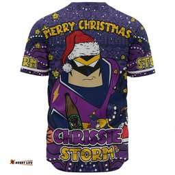 Melbourne Storm Christmas Custom Baseball Shirt - Christmas Knit Patterns Vintage Jersey Ugly Baseball Shirt