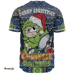 Canberra Raiders Christmas Custom Baseball Shirt - Christmas Knit Patterns Vintage Jersey Ugly Baseball Shirt