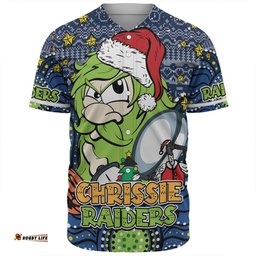 Canberra Raiders Christmas Custom Baseball Shirt - Christmas Knit Patterns Vintage Jersey Ugly Baseball Shirt