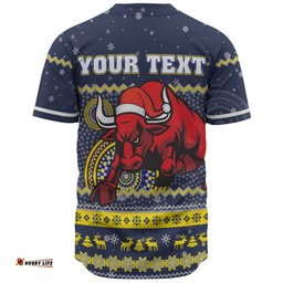 North Queensland Cowboys Christmas Custom Baseball Shirt - Ugly Xmas And Aboriginal Patterns For Die Hard Fan Baseball Shirt