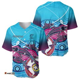 Australia Fishing Baseball Jersey Shirt Fishaholic With The Dhari Symbol And Aboriginal Pattern