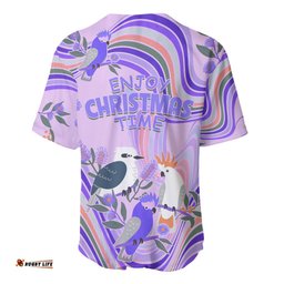 Australia Hippie Christmas Baseball Jersey Shirt Cockatoo Kookaburra with Wattle Violet Pastel Color