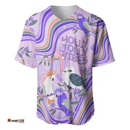 Australia Hippie Christmas Baseball Jersey Shirt Cockatoo Kookaburra with Wattle Violet Pastel Color