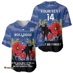 Custom Bulldogs Football ANZAC Baseball Jersey Shirt Gallipoli Camouflage With Poppies