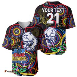 Custom Bulldogs Football Aboriginal Art Baseball Jersey Shirt NAIDOC Indigenous Tribal