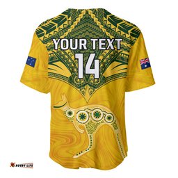 Custom Australia Matildas Baseball Jersey Shirt Polynesian Mix Gold Marble