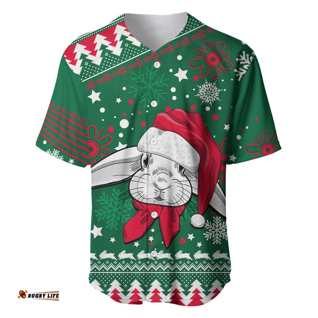 Custom Rabbitohs Rugby Baseball Jersey Shirt Glory Glory The South Christmas Vibe Unique