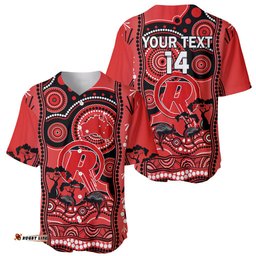 Custom Melbourne Renegades Cricket Baseball Jersey Shirt Happy Australia Day Aboriginal Art