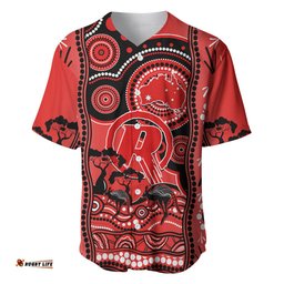 Custom Melbourne Renegades Cricket Baseball Jersey Shirt Happy Australia Day Aboriginal Art