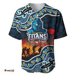 Custom Personalised Anzac Day NRL Titans Baseball Jersey Shirt Aboriginal Lizard Patterns