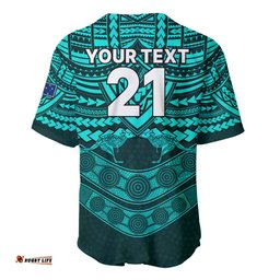 Custom Matildas Soccer Baseball Jersey Shirt Polynesian and Aboriginal Turquoise Vibe
