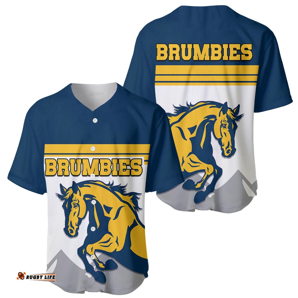 Brumbies Rugby Union Baseball Jersey Shirt Australia Silhouettes Of Horses