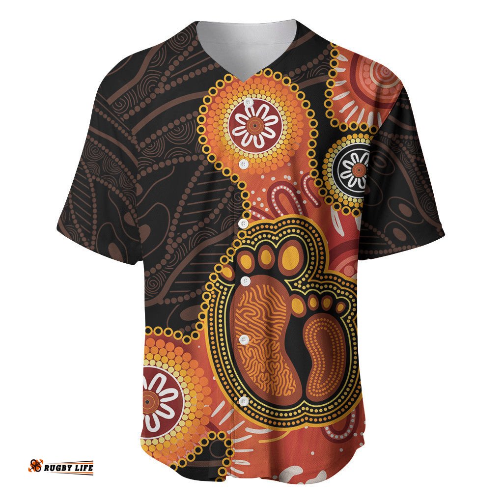 Australia Mothers Day Baseball Jersey Shirt Mom And Baby Footprint Indigenous