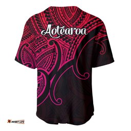Aotearoa Maori Koru Baseball Jersey Shirt Polynesian Pacific Tribal Pink