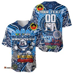 Custom NAIDOC Week 2024 Bulldogs Baseball Jersey Shirt Mascot Rugby