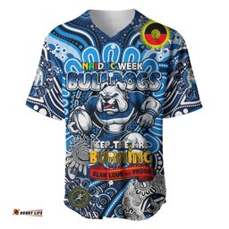 Custom NAIDOC Week 2024 Bulldogs Baseball Jersey Shirt Mascot Rugby