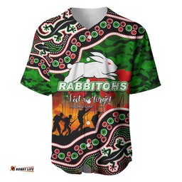 Custom Personalised Anzac Day NRL Rabbitohs Baseball Jersey Shirt Aboriginal Lizard Patterns