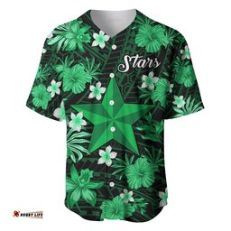 Australian Stars Cricket Baseball Jersey Shirt Baeuty Pacific Hibiscus and Polynesian Pattern