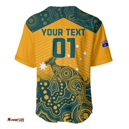 Custom Australia Rugby Baseball Jersey Shirt Wallabies Aboriginal Pattern