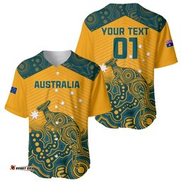 Custom Australia Rugby Baseball Jersey Shirt Wallabies Aboriginal Pattern