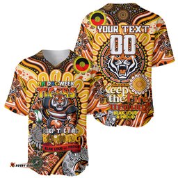 Custom NAIDOC Week 2024 Tigers Baseball Jersey Shirt Mascot Rugby