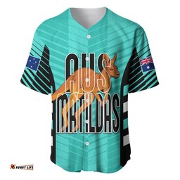 Custom Australia Soccer Baseball Jersey Shirt Go Matildas Dynamic Turquoise