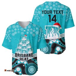 Custom Brisbane Heat Cricket Christmas Baseball Jersey Shirt Merry Xmas Indigenous Art