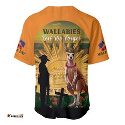 Australia Wallabies Rugby ANZAC Day Baseball Jersey Shirt 2024 Lest We Forget