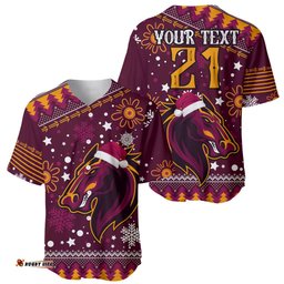 Custom Broncos Rugby Baseball Jersey Shirt Heart Of All Queenland Christmas Vibe Unique