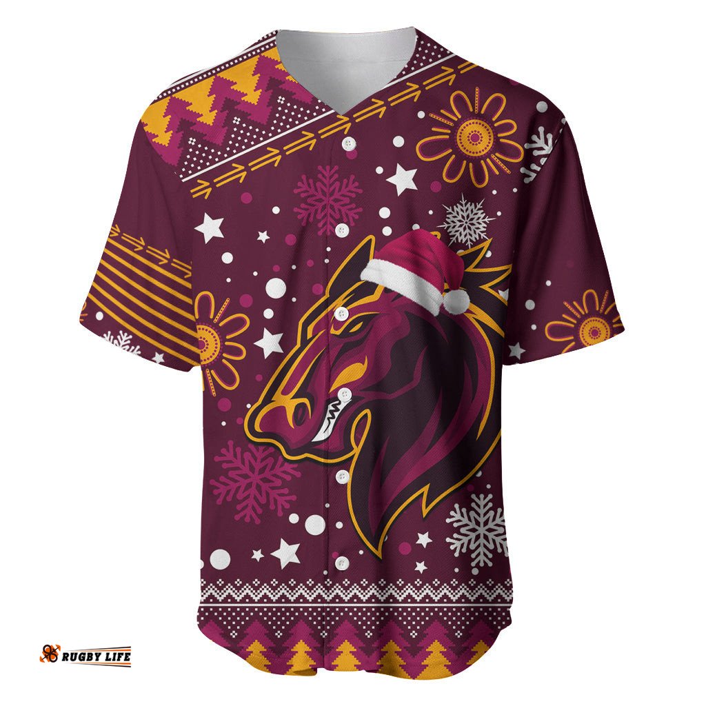 Custom Broncos Rugby Baseball Jersey Shirt Heart Of All Queenland Christmas Vibe Unique