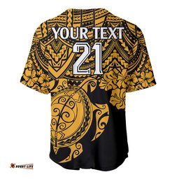 Custom Australia Matildas Baseball Jersey Shirt Hibiscus and Turtle With Polynesian Pattern