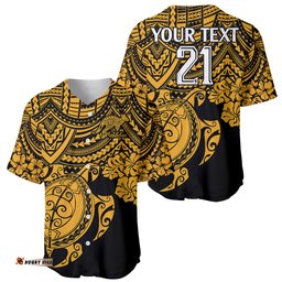 Custom Australia Matildas Baseball Jersey Shirt Hibiscus and Turtle With Polynesian Pattern