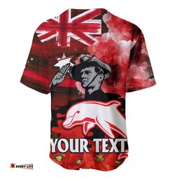 Custom Personalised ANZAC Dolphins Rugby Baseball Jersey Shirt We Shall Remember 01