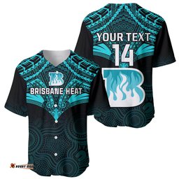 Custom Brisbane Heat Cricket Baseball Jersey Shirt Unique Indigenous Art Mix Polynesian Pattern