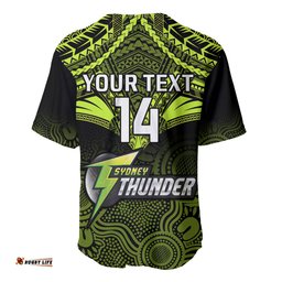 Custom Sydney Thunder Cricket Baseball Jersey Shirt Unique Indigenous Art Mix Polynesian Pattern