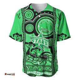 Custom Melbourne Stars Cricket Baseball Jersey Shirt Happy Australia Day Aboriginal Art