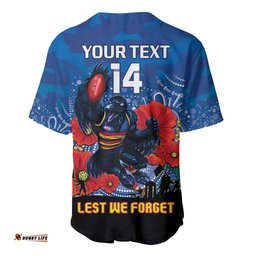 Custom Crows Football ANZAC Baseball Jersey Shirt Gallipoli Camouflage With Poppies