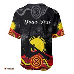 Custom Personalised Australian Indigenous Baseball Jersey Shirt Didgeridoo Man Circle Aboriginal Art
