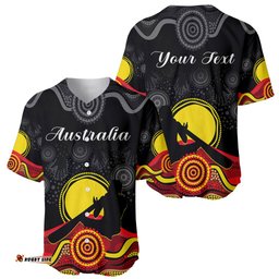 Custom Personalised Australian Indigenous Baseball Jersey Shirt Didgeridoo Man Circle Aboriginal Art