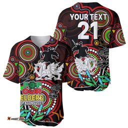 Custom Dragons Rugby Aboriginal Art Baseball Jersey Shirt NAIDOC Indigenous Tribal