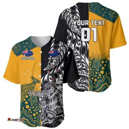 Custom New Zealand And Australia Rugby Baseball Jersey Shirt Wallabies Kiwi Silver Fern World Cup