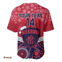 Custom Melbourne Football Christmas Baseball Jersey Shirt Merry Xmas Mix Aboriginal Art