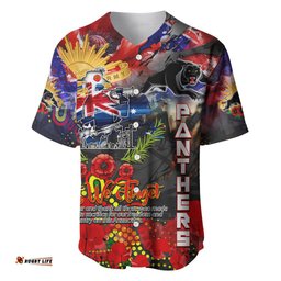 Personalised Australia Rugby Panthers ANZAC Baseball Jersey Shirt Penrith Scratch Style