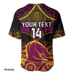 Personalised Brisbane Rugby Baseball Jersey Shirt Brisbane 1987 Aboriginal Mix Polynesian Pattern