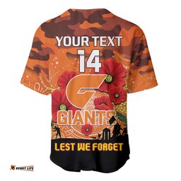 Custom Giants Football ANZAC Baseball Jersey Shirt Gallipoli Camouflage With Poppies
