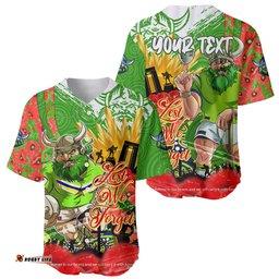 Personalised Mascot Raiders ANZAC Baseball Jersey Shirt Lest We Forget