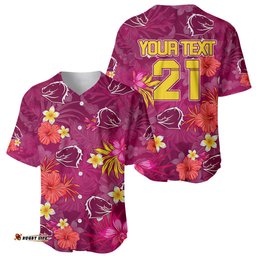 Custom Broncos Rugby Baseball Jersey Shirt Beautiful Floral Pattern Spring Summer Vibe