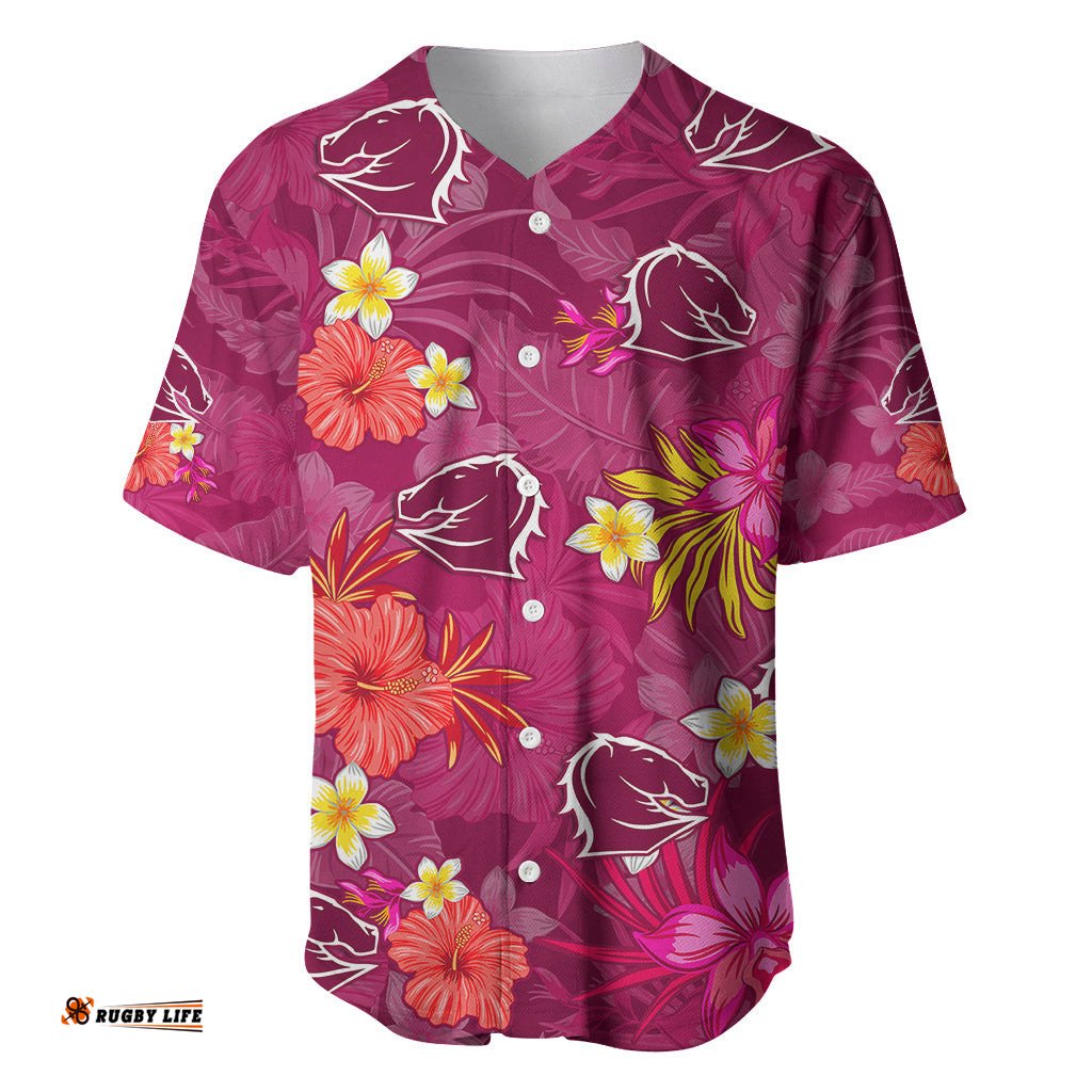 Custom Broncos Rugby Baseball Jersey Shirt Beautiful Floral Pattern Spring Summer Vibe