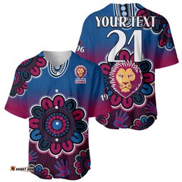 Custom Personalised AFL Brisbane Lions 1996 Aboriginal Baseball Jersey Shirt